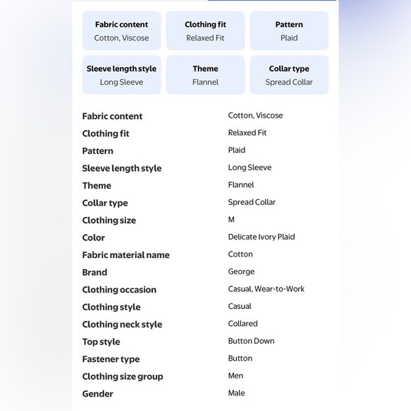 NWT George Men's M Medium Flannel Shirt White Blue Orange Plaid Button Up Soft - Picture 5 of 6